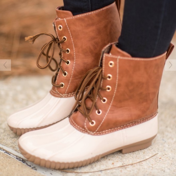 Beige Duck Boots - Picture 1 of 2